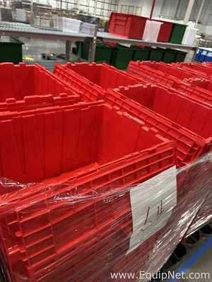 Lot of Red Plastic Attached Lid Storage Totes