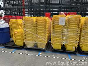 Lot of Yellow Attached Lid Plastic Storage Totes