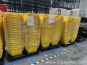 Lot of Yellow Plastic Attached Lid Storage Totes