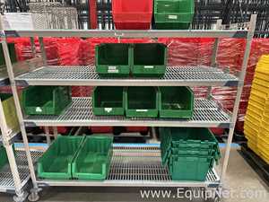 Lot of 2 Metro MetroMax Q Mobile Polymer Shelving Units with Bins