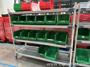 Lot of 2 Metro MetroMax Q Mobile Polymer Shelving Units with Bins