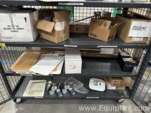 Lot of Assorted Cleanroom and Laboratory Spare Parts with Mobile Security Cage Cart