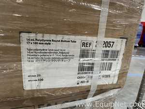 Large Lot of Unused Corning Falcon 352057 14 mL Polystyrene Round-Bottom Tubes and Sarstedt 55.510 1