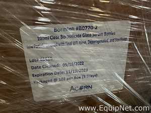 Large Lot of Unused Bormioli B0720-2 100mL Clear Borosilicate Glass Serum Bottles