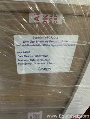 Large Lot of Unused Bormioli B0720-2 100mL Clear Borosilicate Glass Serum Bottles