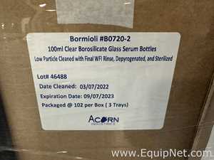 Large Lot of Unused Bormioli Pharma B0720-2 100mL Clear Borosilicate Glass Serum Bottles