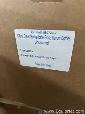 Large Lot of Unused Bormioli B0720-2 100mL Clear Borosilicate Glass Serum Bottles