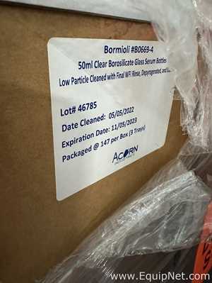 Large Lot of Unused Bormioli Pharma B0669-4 50mL Clear Borosilicate Glass Serum Bottles