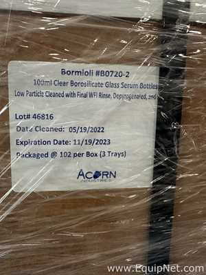 Large Lot of Unused Bormioli B0720-2 100mL Clear Borosilicate Glass Serum Bottles