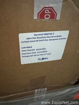 Large Lot of Unused Bormioli B0720-2 100mL Clear Borosilicate Glass Serum Bottles