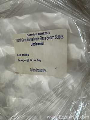 Large Lot of Bormioli B0720-2 100mL Clear Borosilicate Glass Serum Bottles