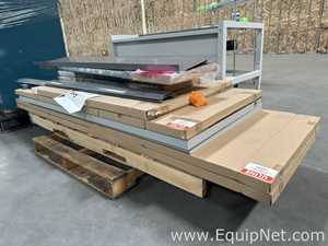 Lot of Unused Uline H-1137-LTOP and H-2484-LTOP Laminate Packing Table Tops and Legs