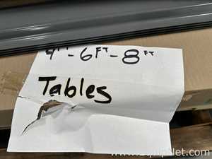 Lot of Unused Uline H-1137-LTOP and H-2484-LTOP Laminate Packing Table Tops and Legs