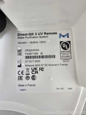 Millipore Direct-Q 3 UV-R Laboratory Purified Water Generation and Dispensing System