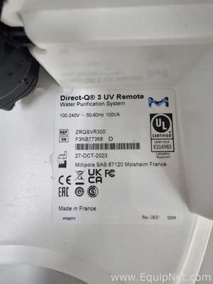 Millipore Direct-Q 3 UV-R Laboratory Purified Water Generation and Dispensing System