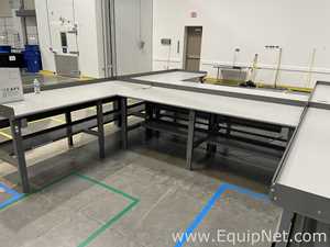 Lot of Steel Frame Adjustable Height Workbenches