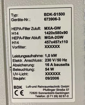 Cabina de Seguridad Biológica BDK S 1500