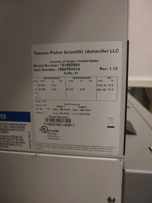 Thermo Scientific TSX60086A TSX Series -80C Ultra-Low Temperature Upright Freezer