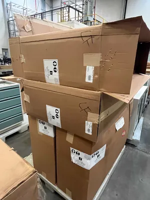Lot of Lab Storage Counters and Cabinets, Agave and Light Neutral Colors and one pump