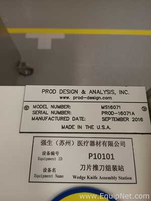 Prod Design And Analysis Inc MS16071 Wedge Knife Assembly Station P10101