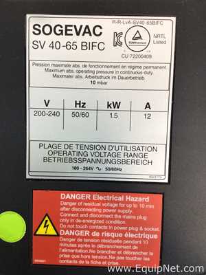 Bomba a Vácuo Leybold Sogevac SV 40/65 BIFC