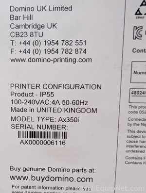 Domino Ax350i Printing or Code Marker