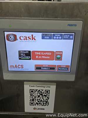 Cask mACS-100 3 Head Carbonated Filler and Seamer with Twist Rinse Infeed and Depalletizer