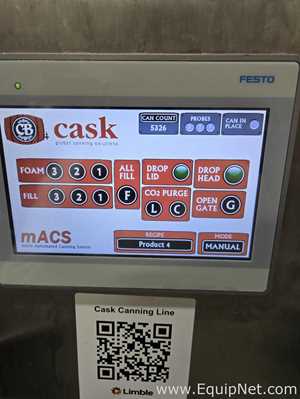 Cask mACS-100 3 Head Carbonated Filler and Seamer with Twist Rinse Infeed and Depalletizer