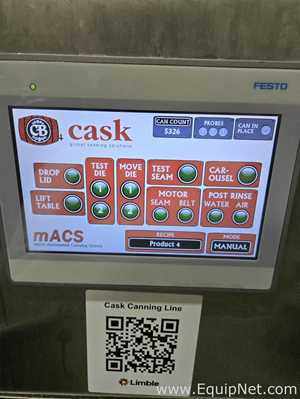 Cask mACS-100 3 Head Carbonated Filler and Seamer with Twist Rinse Infeed and Depalletizer