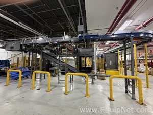 Dual Columbia HL 2000 Palletizers with Wulftec Pallet Wrapper and Ryson Spiral Case Conveyor