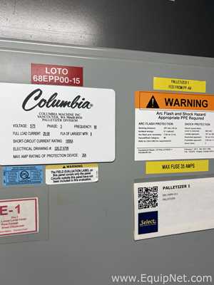 Dual Columbia HL 2000 Palletizers with Wulftec Pallet Wrapper and Ryson Spiral Case Conveyor