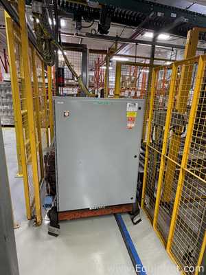 Dual Columbia HL 2000 Palletizers with Wulftec Pallet Wrapper and Ryson Spiral Case Conveyor