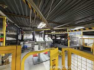 Dual Columbia HL 2000 Palletizers with Wulftec Pallet Wrapper and Ryson Spiral Case Conveyor