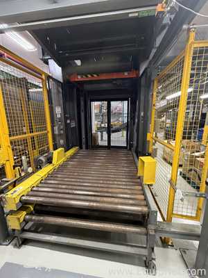 Dual Columbia HL 2000 Palletizers with Wulftec Pallet Wrapper and Ryson Spiral Case Conveyor