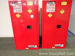 Lote de 2 Gabinetes de Almacenamiento de Inflamables JustRite Requisitos de aire 96 GALS.  96 Galones