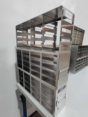 Large Lot of Various Freezer Racks Miscellaneous Lab Equipment