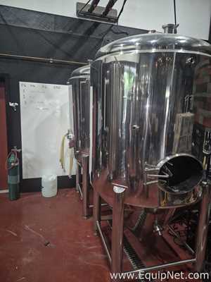 Lot Of Three 15 BBL Capacity Each Stainless Steel Jacketed Cone-bottom Fermentation Tanks