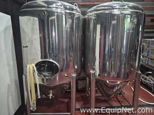 Lot Of Three 15 BBL Capacity Each Stainless Steel Jacketed Cone-bottom Fermentation Tanks