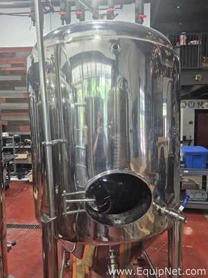 Lot Of Three 15 BBL Capacity Each Stainless Steel Jacketed Cone-bottom Fermentation Tanks