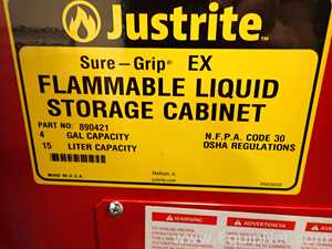 Gabinete de Almacenamiento de Inflamables JustRite Requisitos de aire 4 GALS.  4 Galones