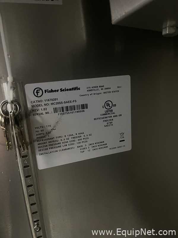Unused Fisher Scientific MC20SS-SAEE-FS Refrigerator Freezer