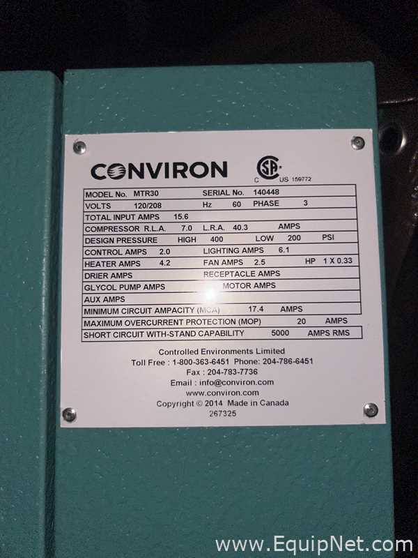 Unused Conviron PGR15 Reach In Plant Growth Chamber