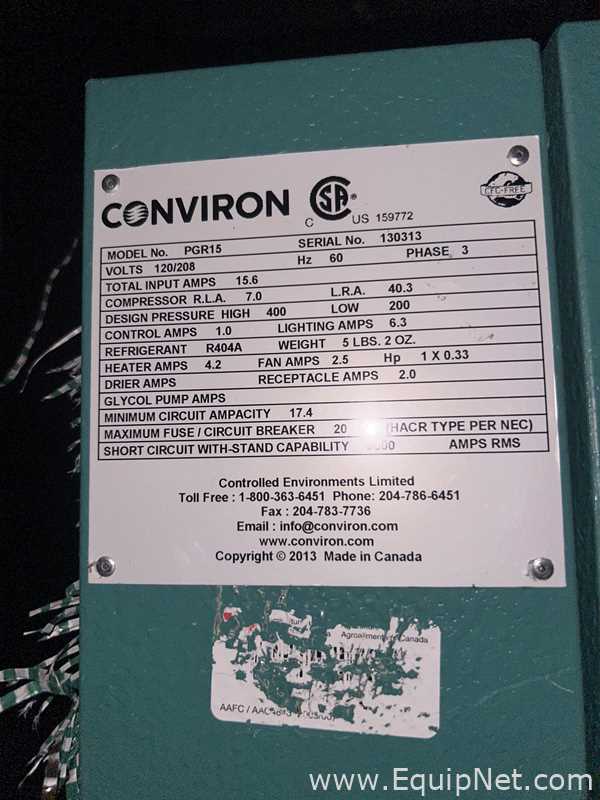 Unused Conviron PGR15 Reach In Plant Growth Chamber