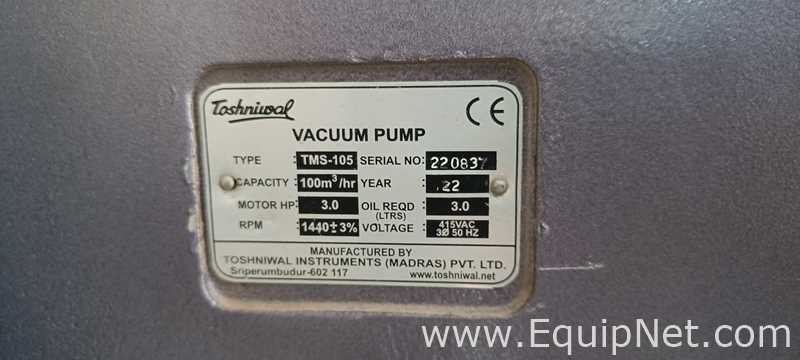 Toshniwal TMS-105 Vacuum System With Two Vacuum Pumps And Tank