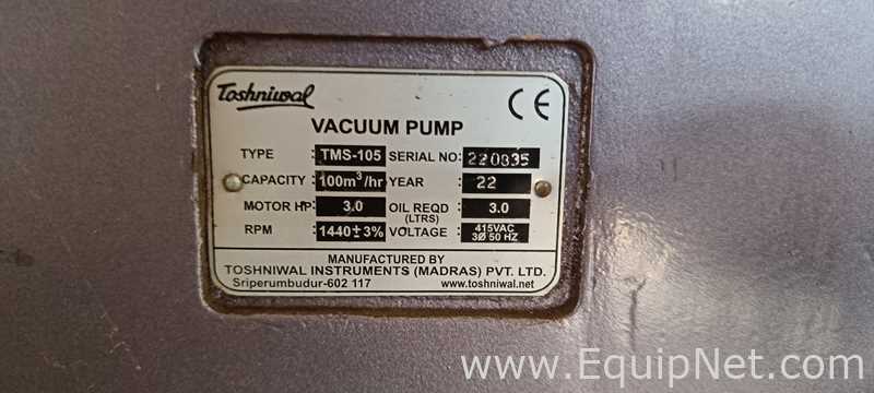 Toshniwal TMS-105 Vacuum System With Two Vacuum Pumps And Tank