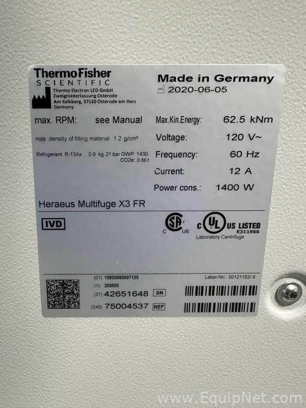 Thermo Scientific Heraeus Multifuge X3 FR High-Performance Refrigerated Floor Centrifuge