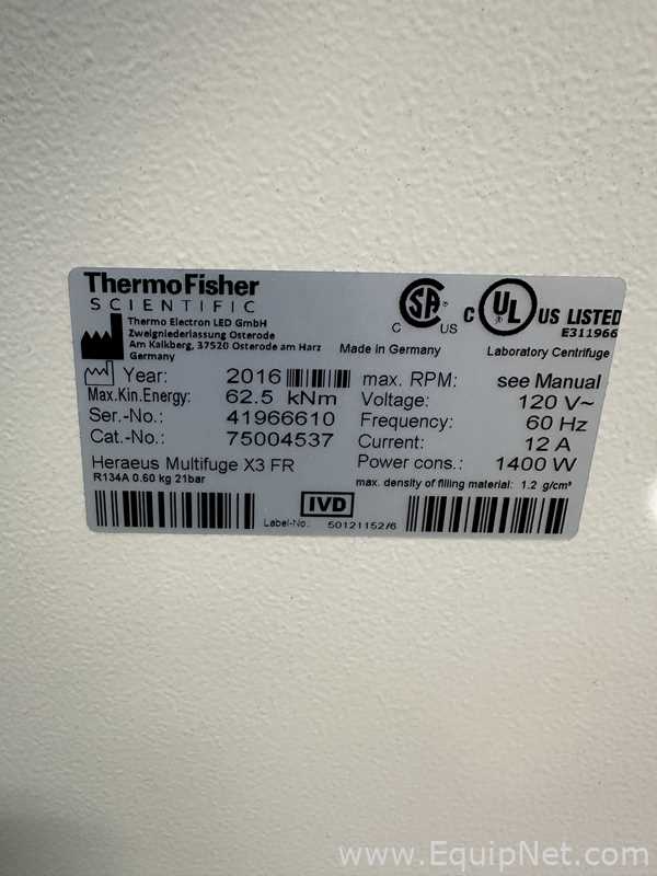 Thermo Scientific Heraeus Multifuge X3 FR High-Performance Refrigerated Floor Centrifuge