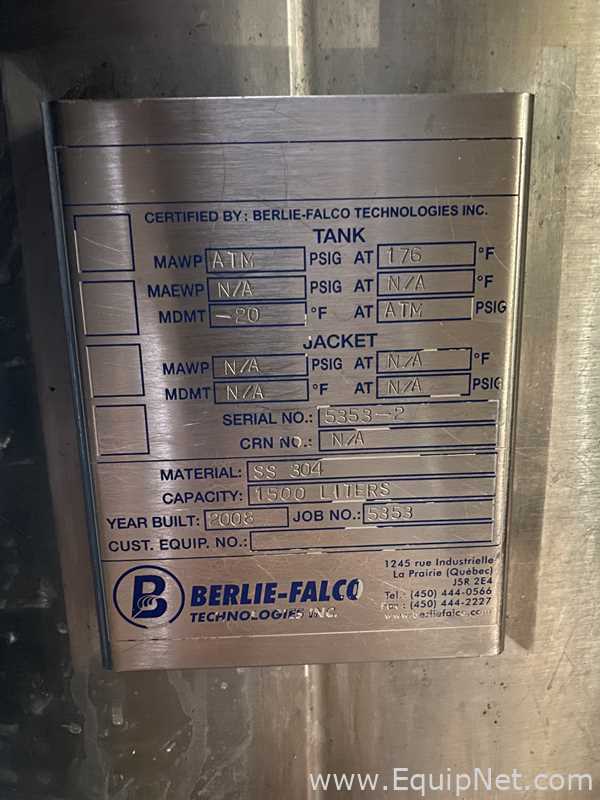 Tanque Acero inoxidable Berlie Falco Technologies 1500 Liters