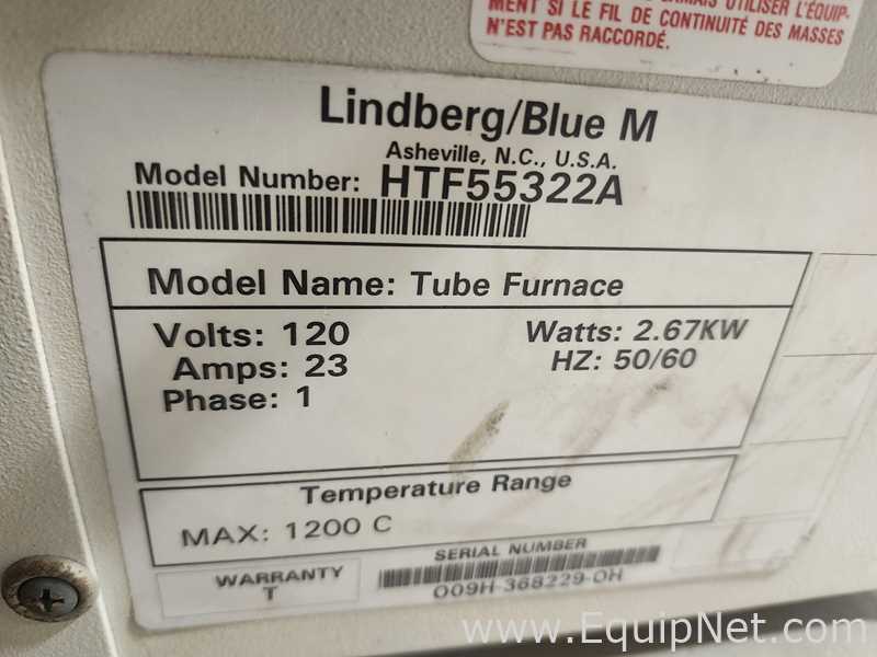 Lindberg and BlueM HTF55322A Split Hinge Tube Furnace with Control Console