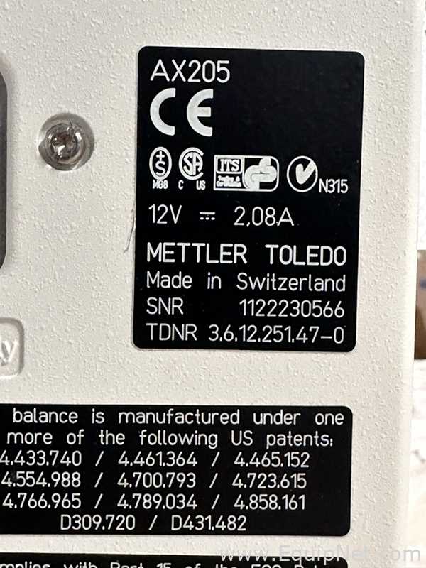 Mettler Toledo AX205 Analytical Balance